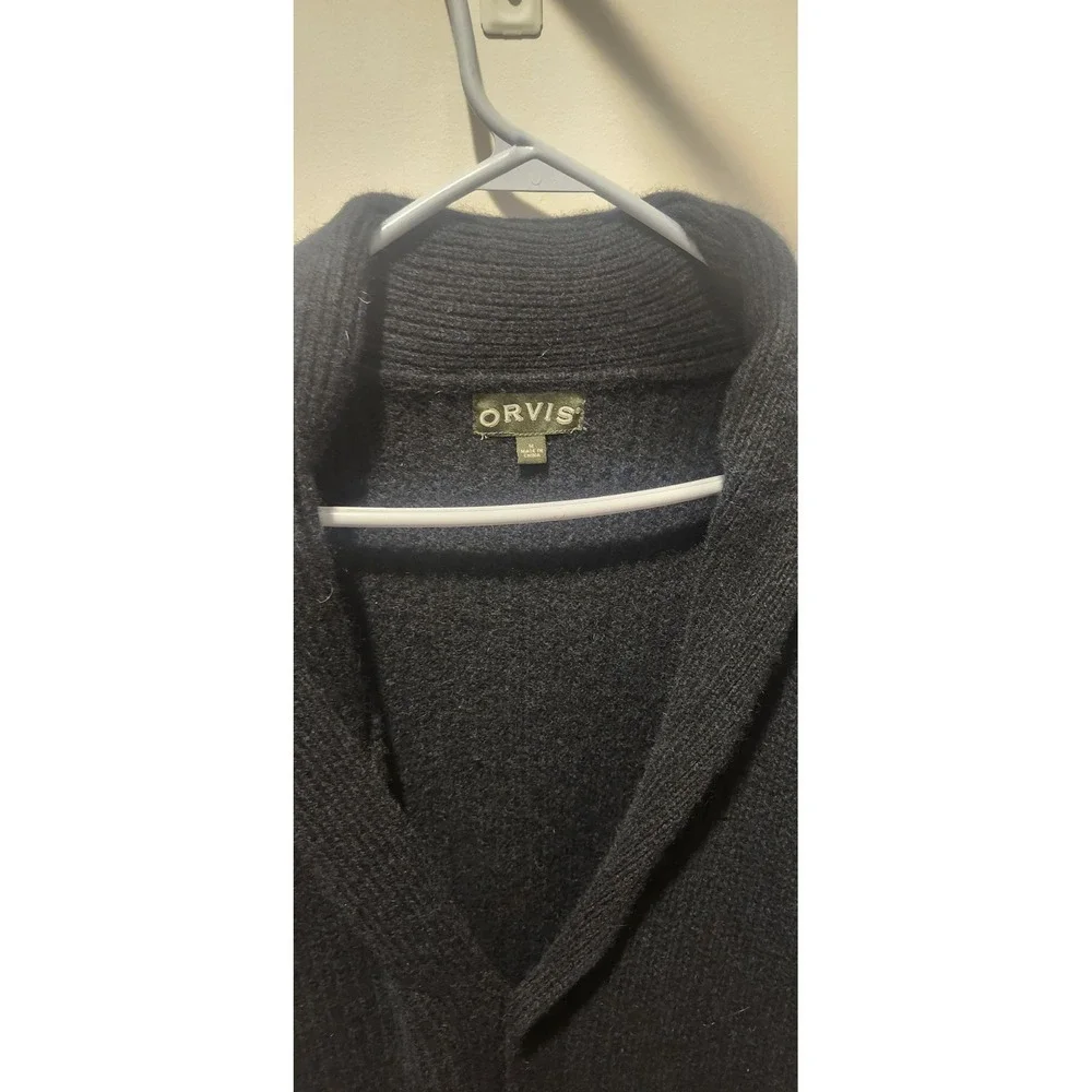VTG Orvis Wool Cardigan Sweater Men's Medium  Shawl Collar Elbow Patches